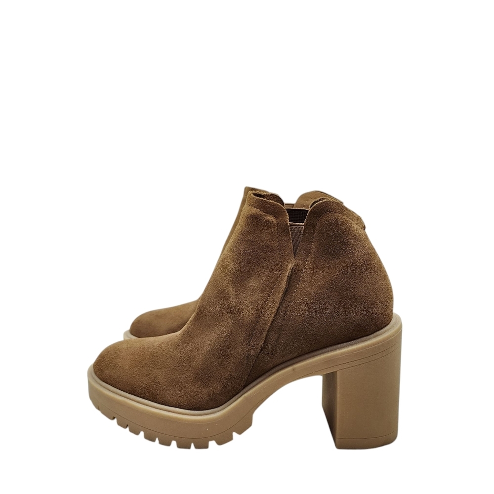 Dolce Vita Women's Suede Brown Cashe H2O Waterproof Chunky Heel Booties Sz 9